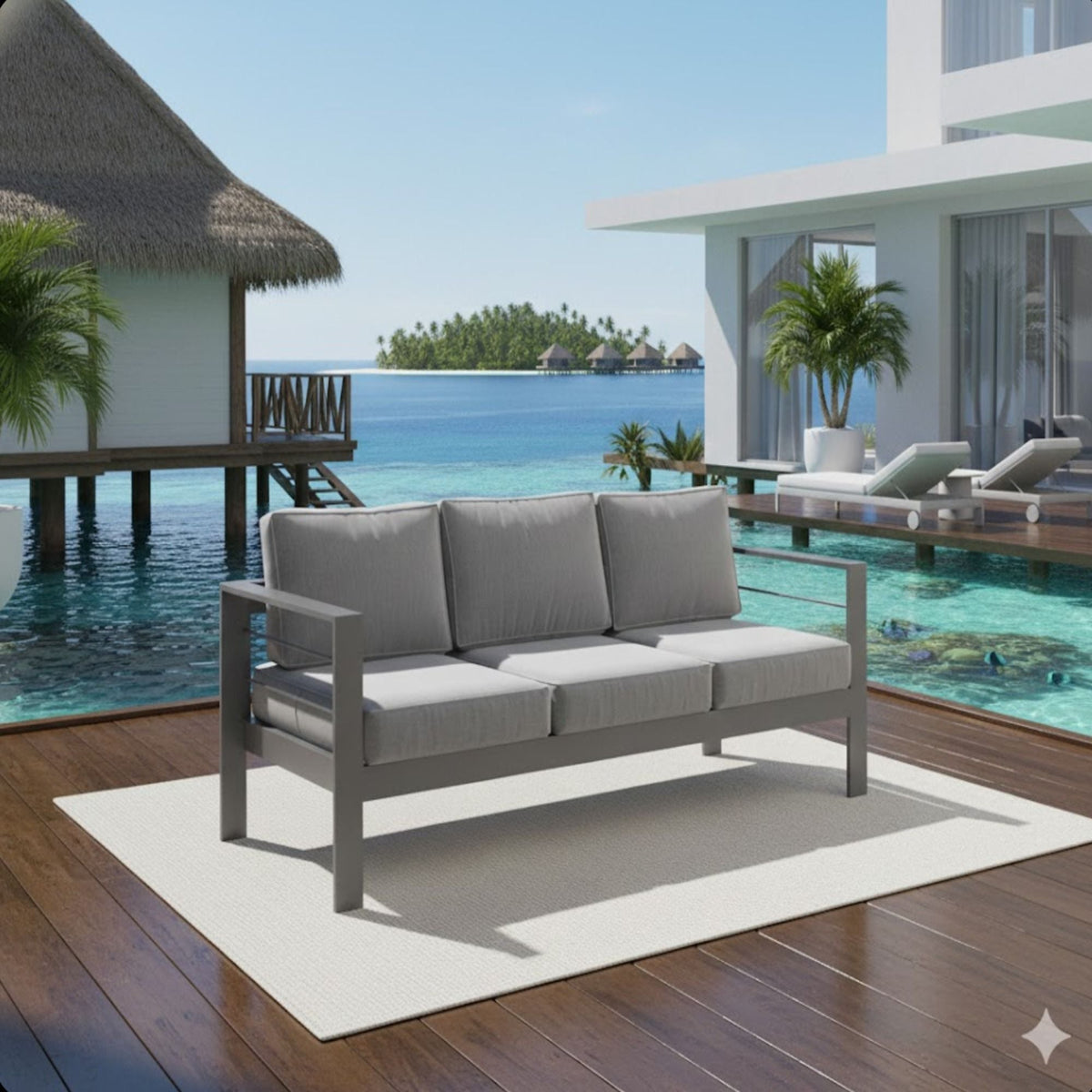 3-Seat All-Weather Patio Sofa with Cushions