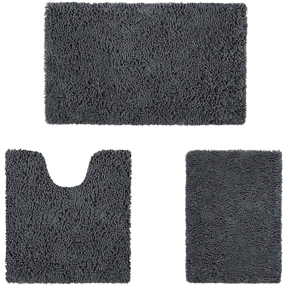 3 Piece Chenille Bathroom Rug Set
