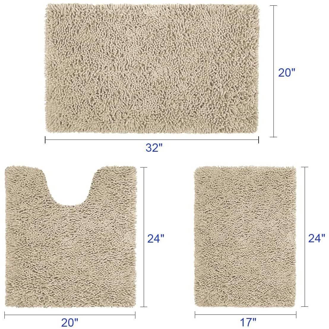3 Piece Chenille Bathroom Rug Set