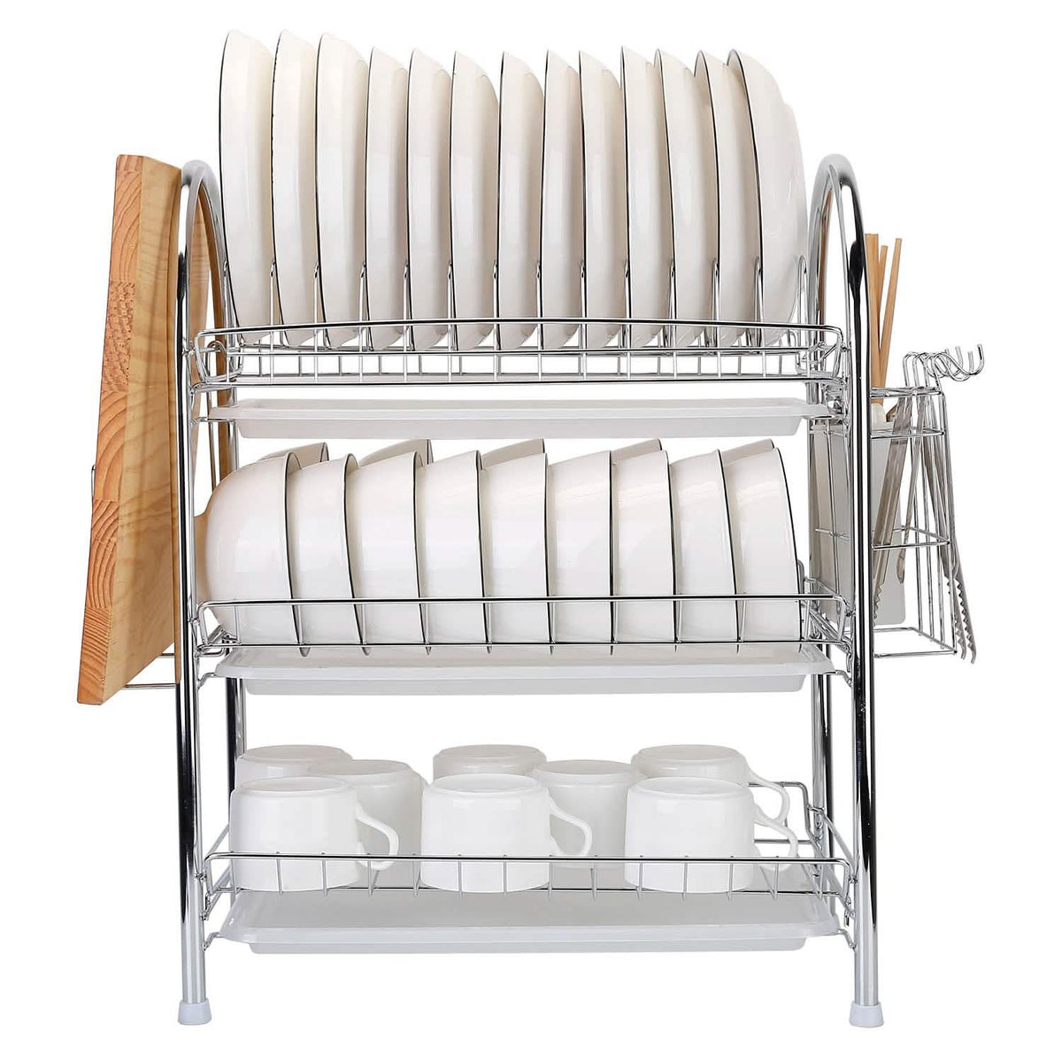 3-Tier Dish Drying Rack with Drain Trays