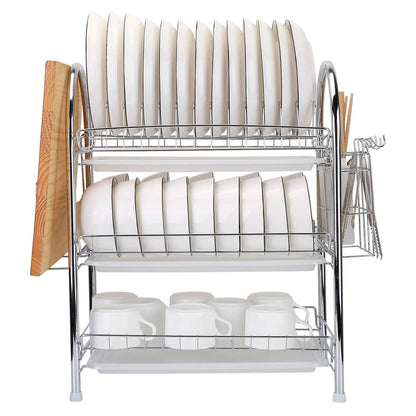3-Tier Dish Drying Rack with Drain Trays