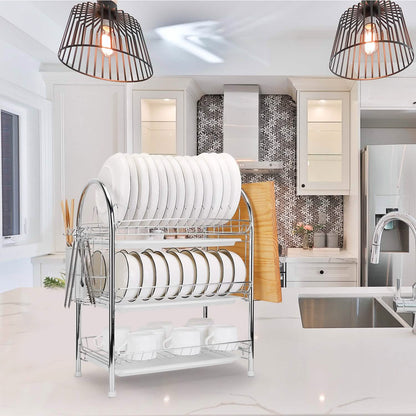 3-Tier Dish Drying Rack with Drain Trays