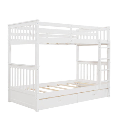 Bunk Bed With Ladders & 2 Storage Drawers