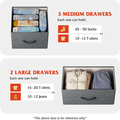 5 Drawer Fabric Dresser Organizer