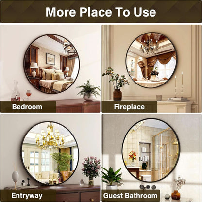 24-Inch Matte Black Round Wall Mirror
