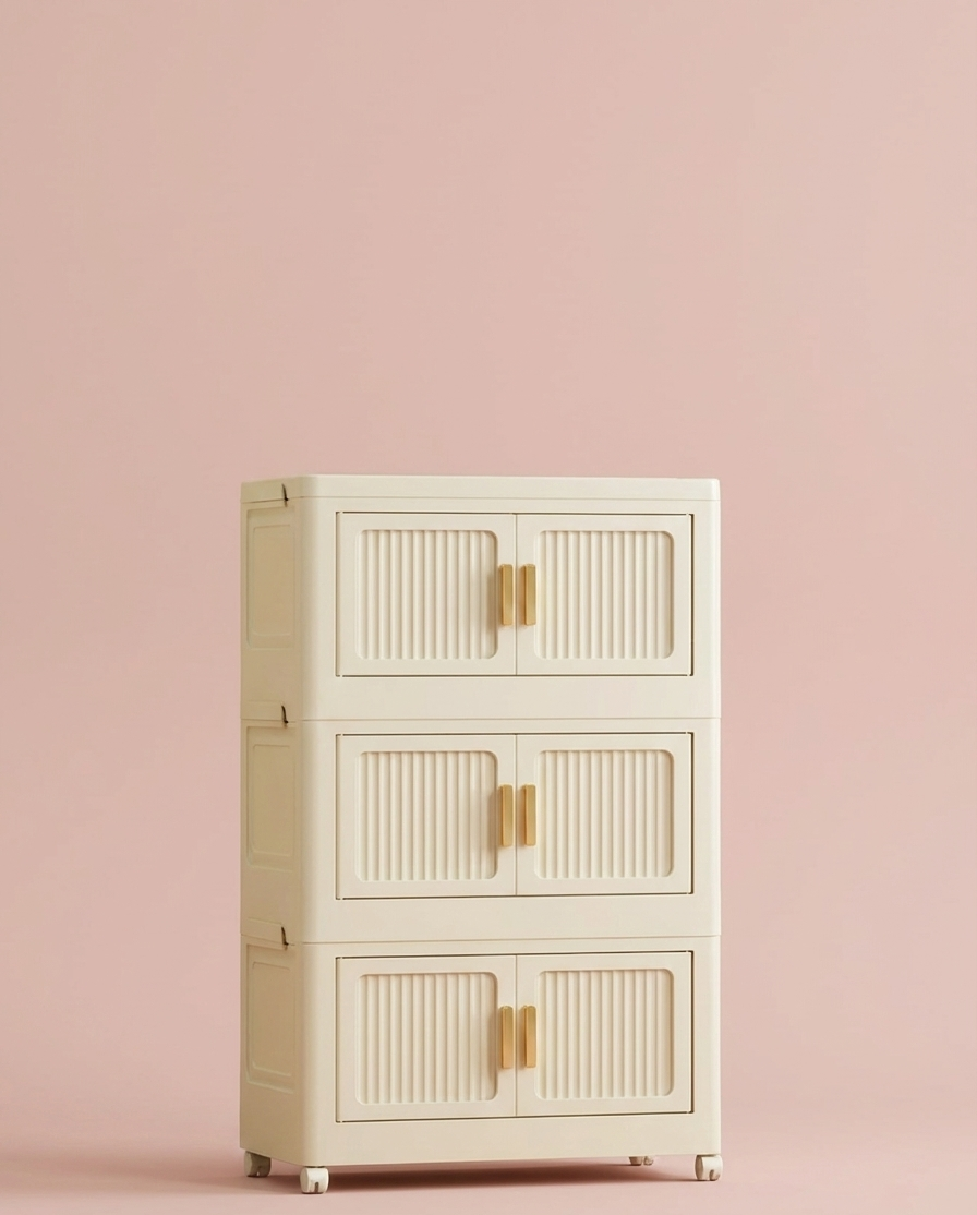 Foldable Rolling Storage Bin Cabinet