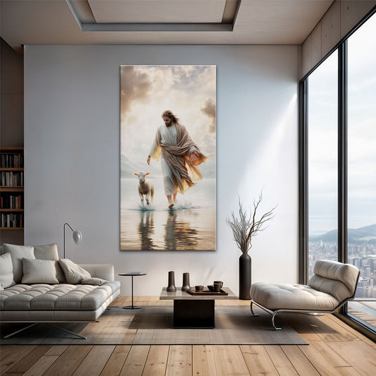 Jesus Protects The Lamb From Wolves Faith Wall Art