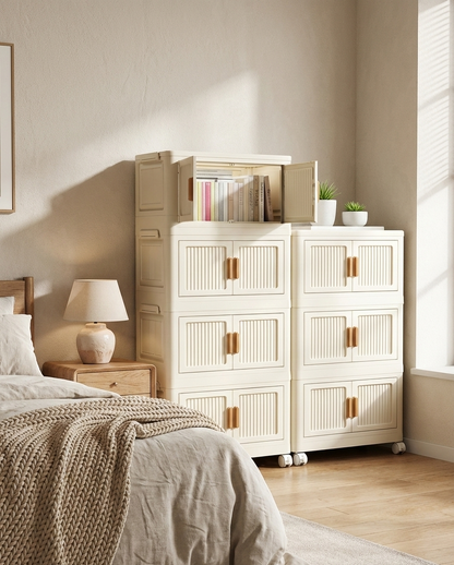 Foldable Rolling Storage Bin Cabinet