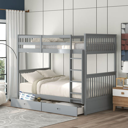 Bunk Bed With Ladders & 2 Storage Drawers