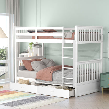 Bunk Bed With Ladders & 2 Storage Drawers