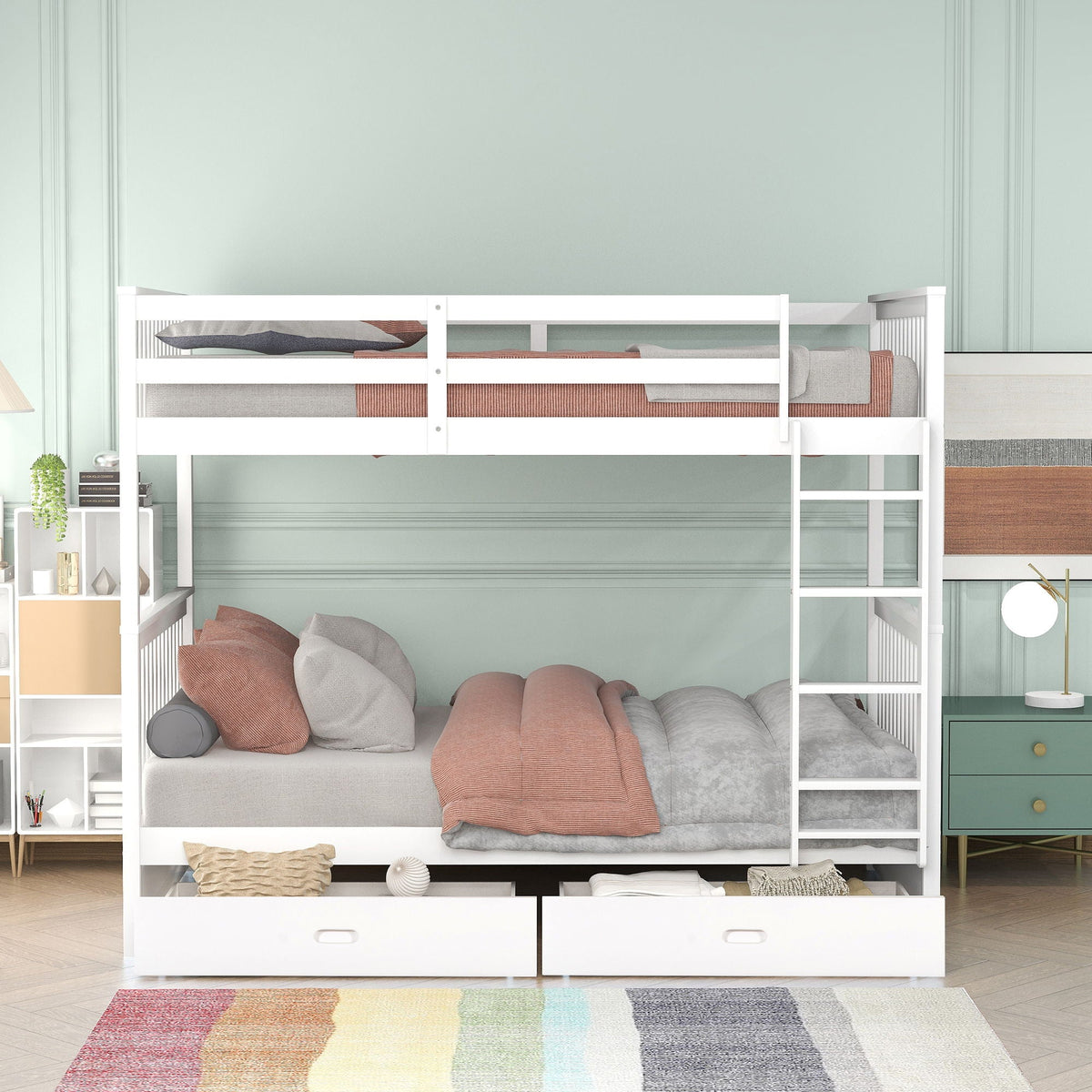 Bunk Bed With Ladders & 2 Storage Drawers