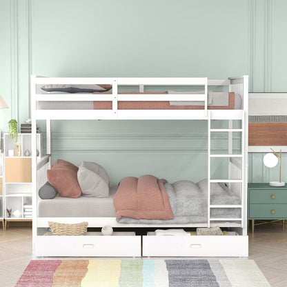 Bunk Bed With Ladders & 2 Storage Drawers