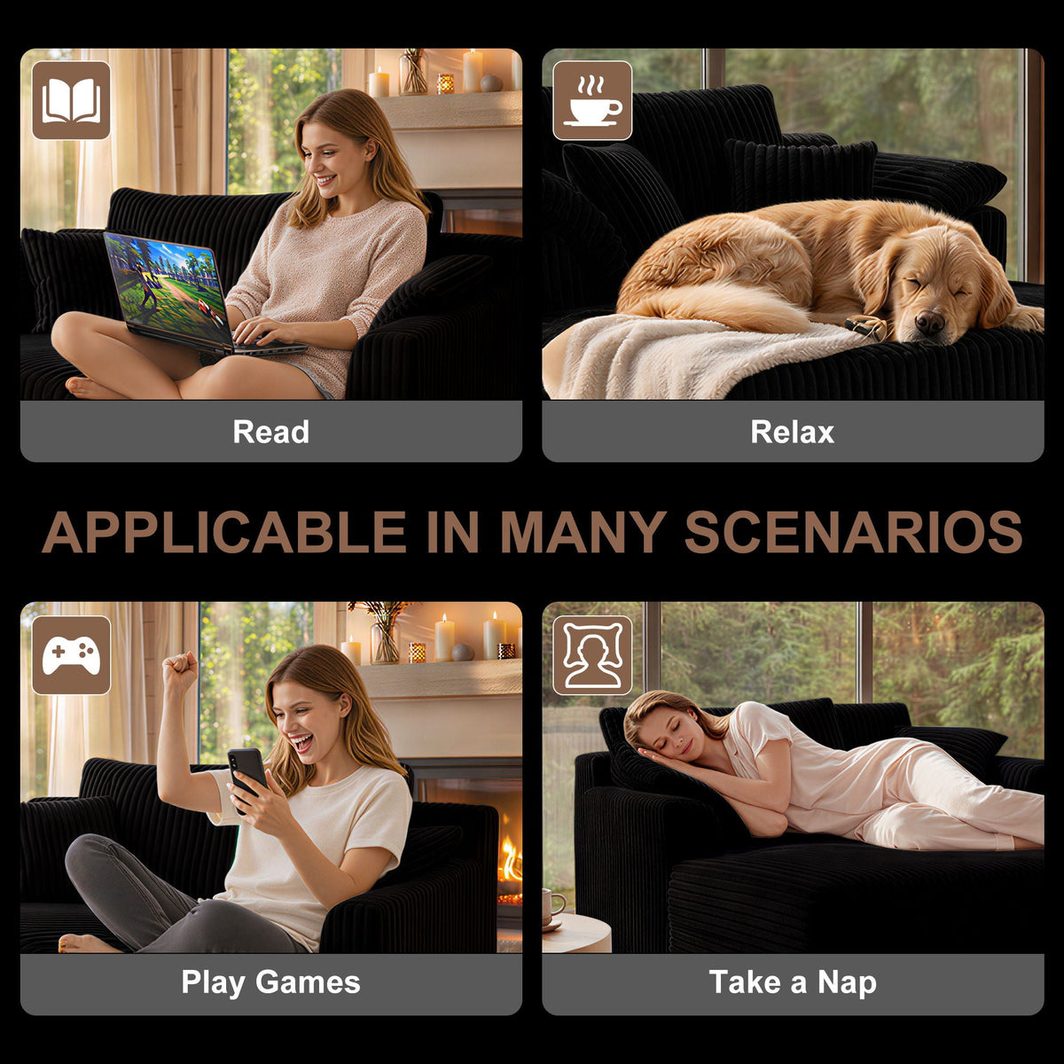 Deep Seat Sleeper Couch for Living Room