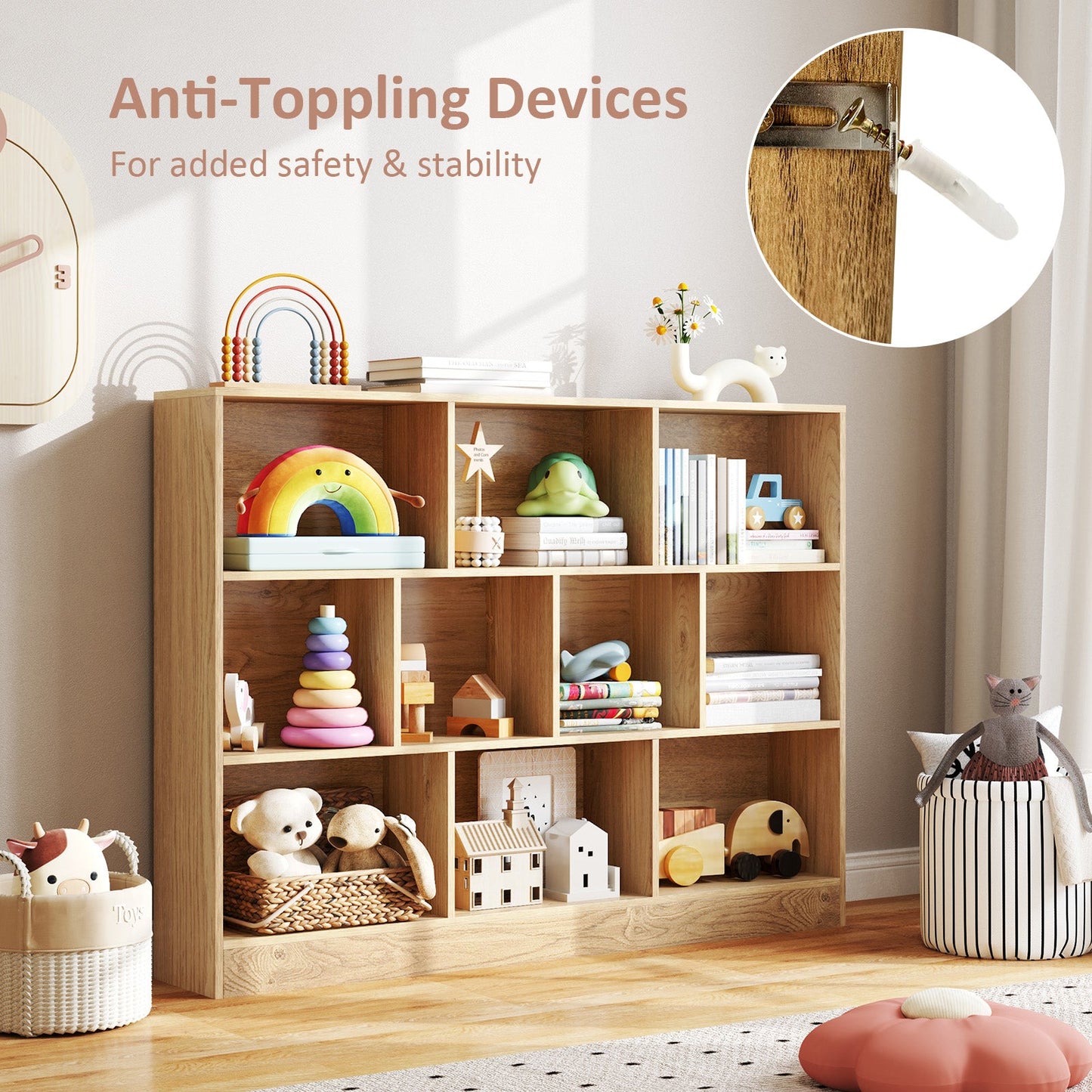 41-Inch Wooden Toy Storage Organizer