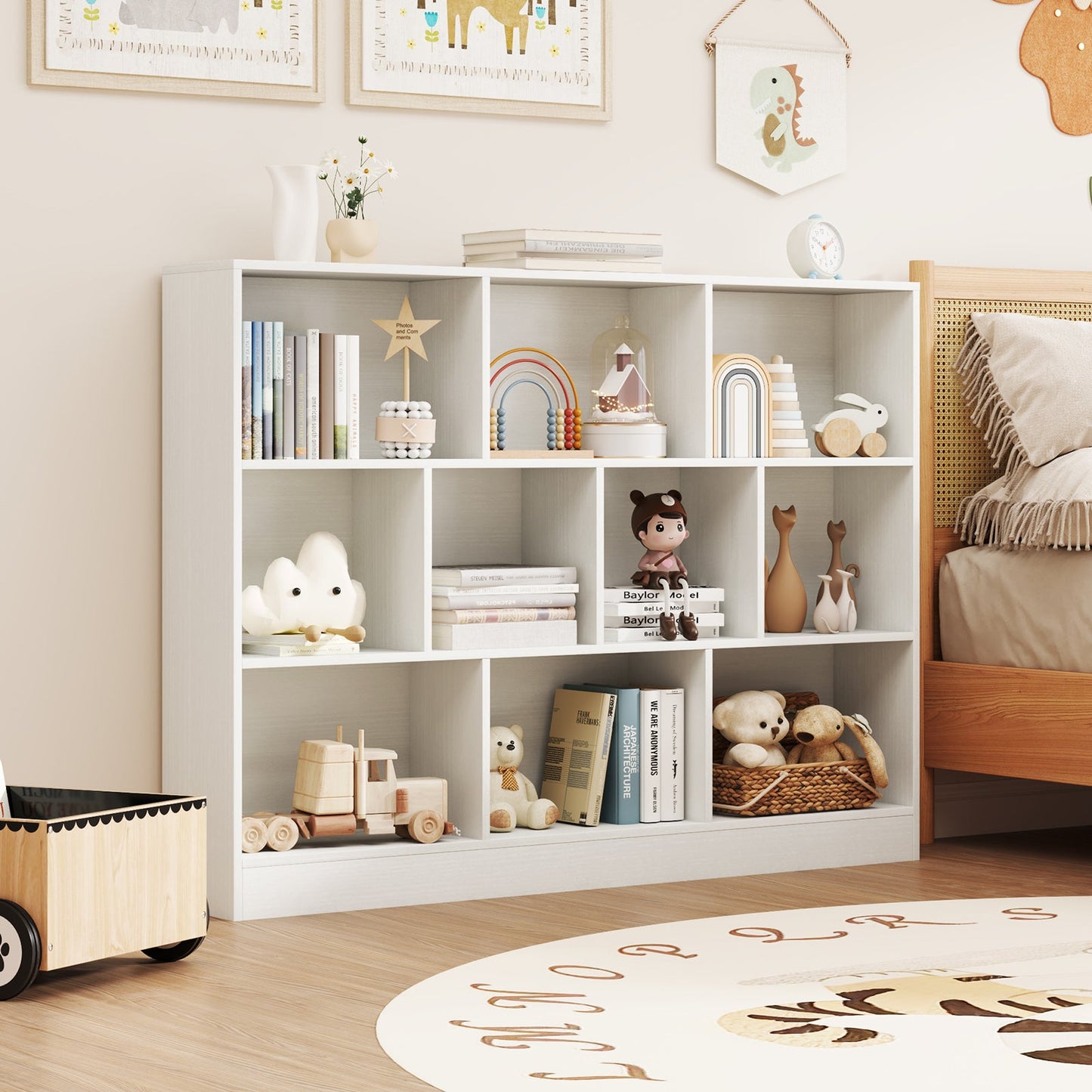 White 41-Inch Wooden Toy Storage Organizer
