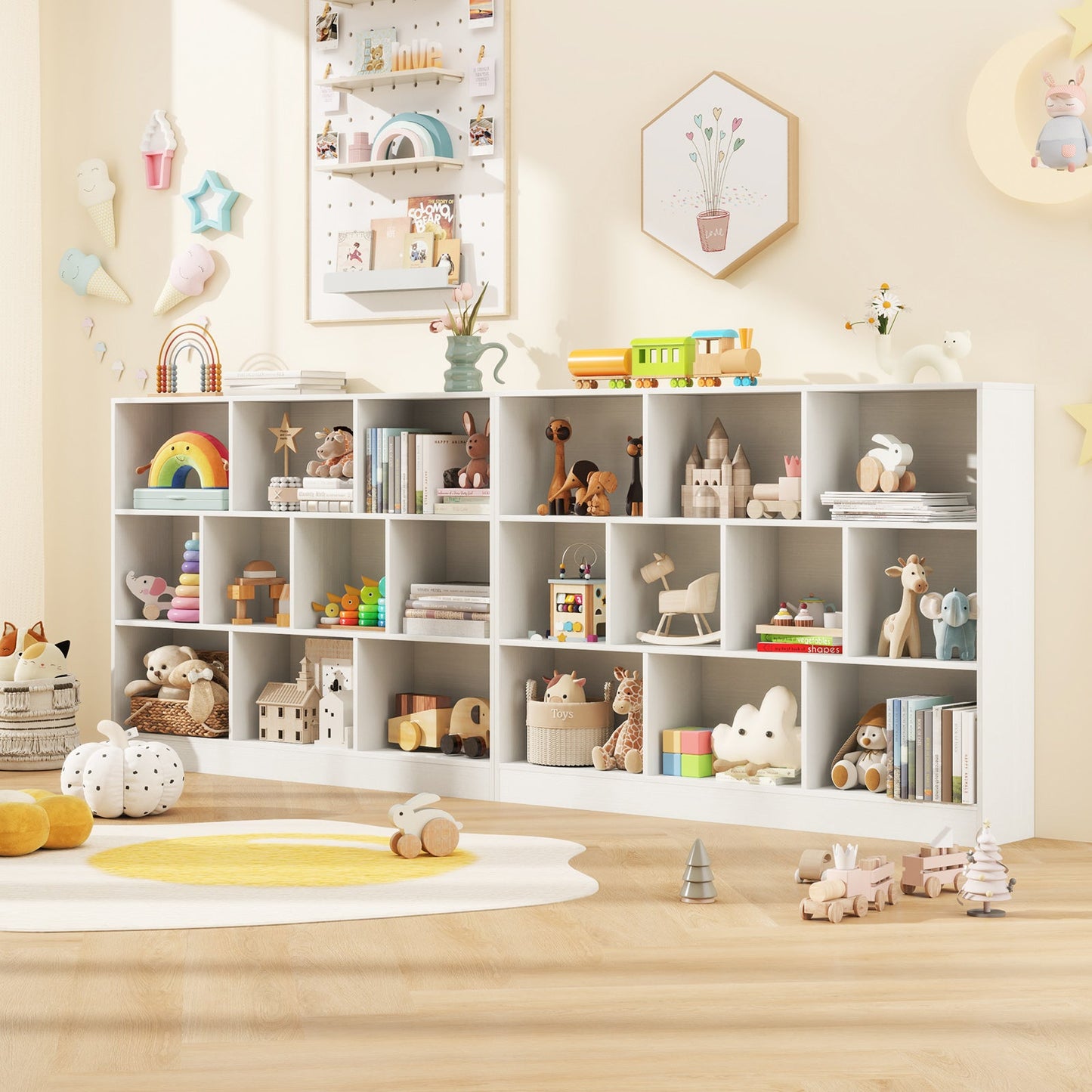 White 41-Inch Wooden Toy Storage Organizer