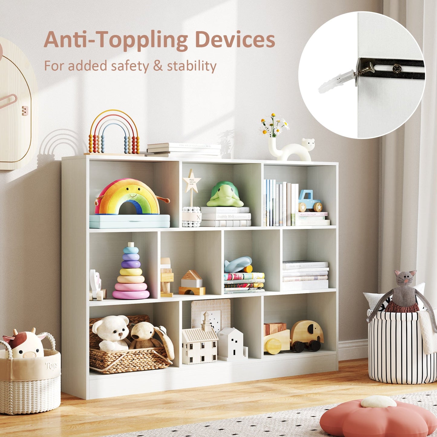 White 41-Inch Wooden Toy Storage Organizer