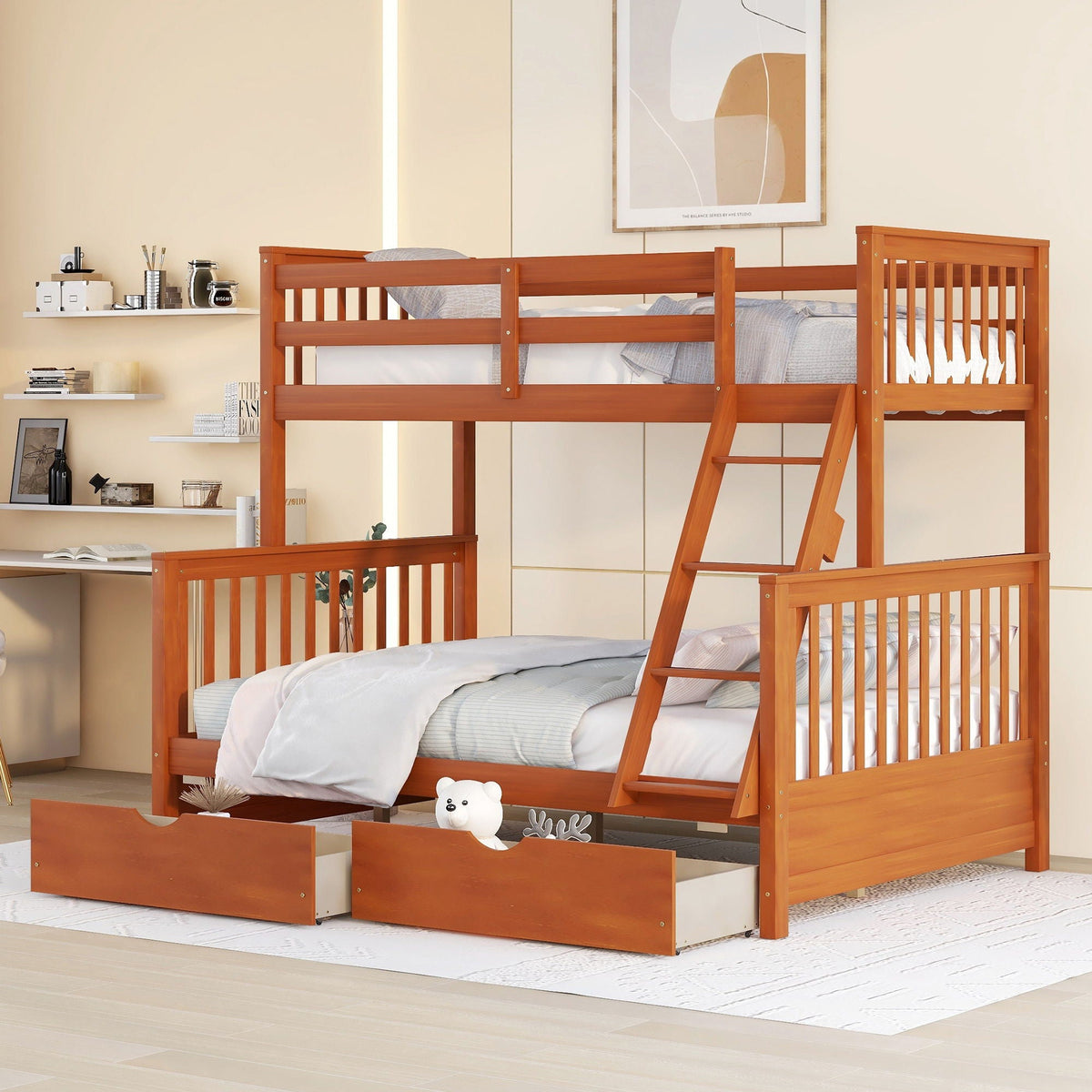 Bunk Bed With Ladders & 2 Storage Drawers