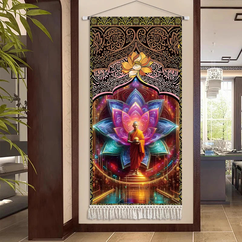 Thai Zen Elephant Fabric Wall Hanging Tapestry