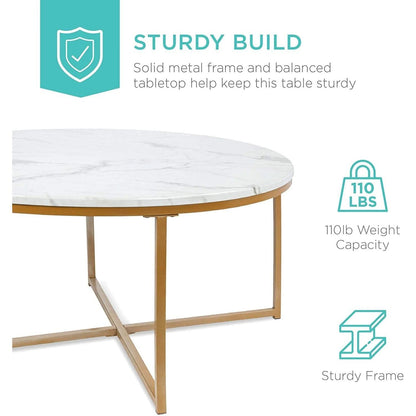 Round Faux Marble Coffee Table