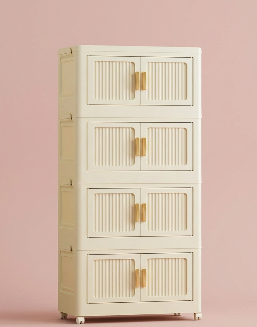 Foldable Rolling Storage Bin Cabinet