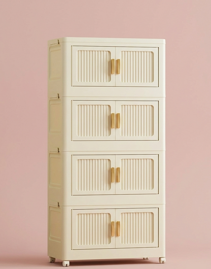 Foldable Rolling Storage Bin Cabinet