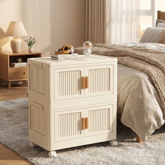 Foldable Rolling Storage Bin Cabinet
