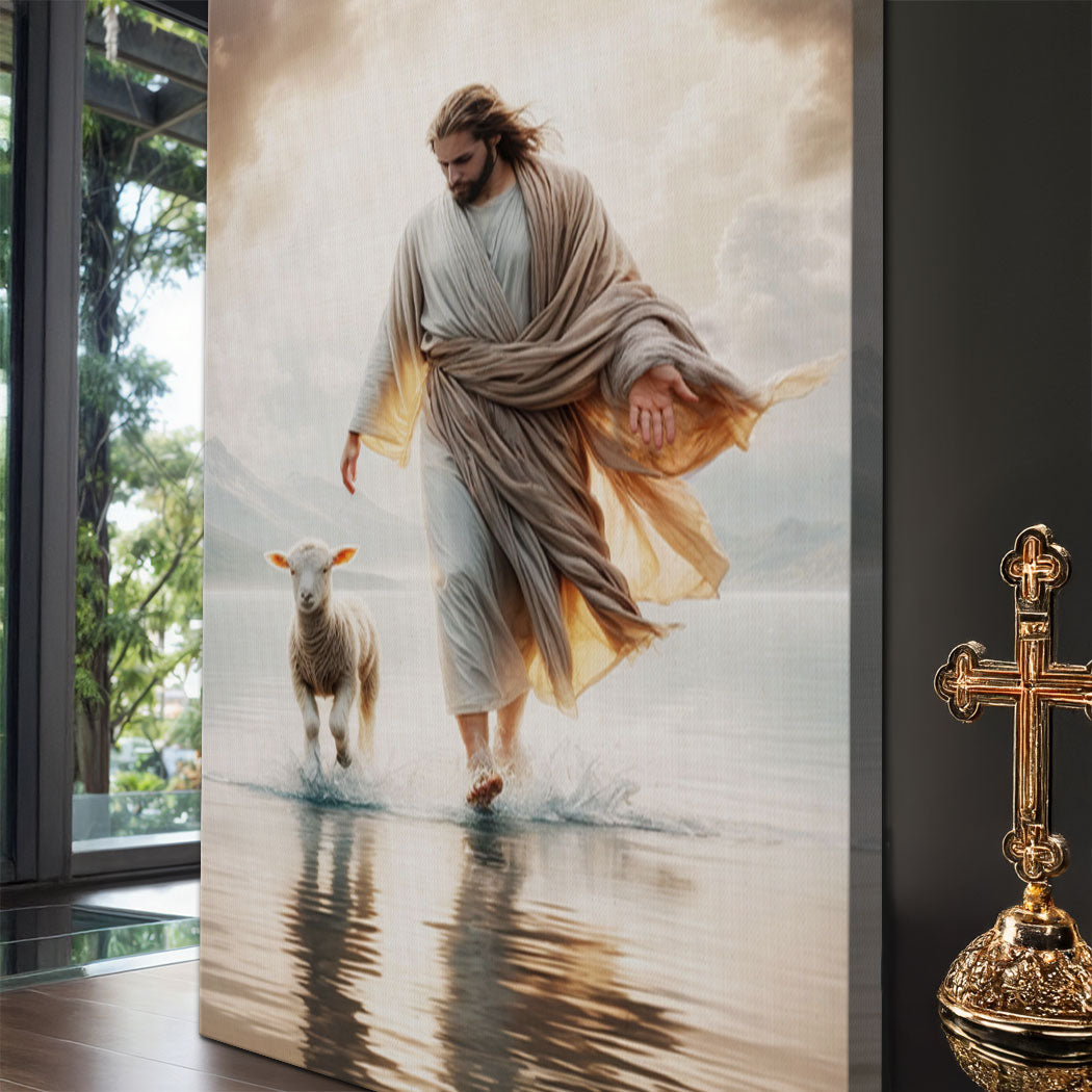 Jesus Protects The Lamb From Wolves Faith Wall Art