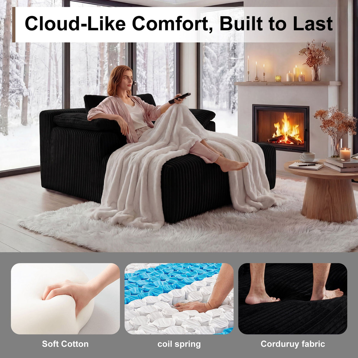 Deep Seat Sleeper Couch for Living Room