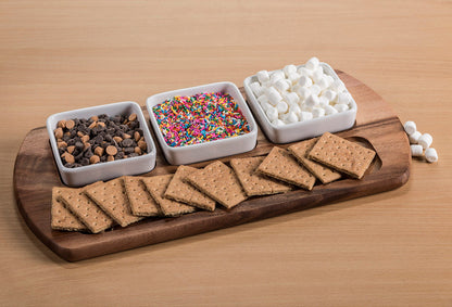 Charcuterie Serving Tray with 3 Square Ceramic Bowls