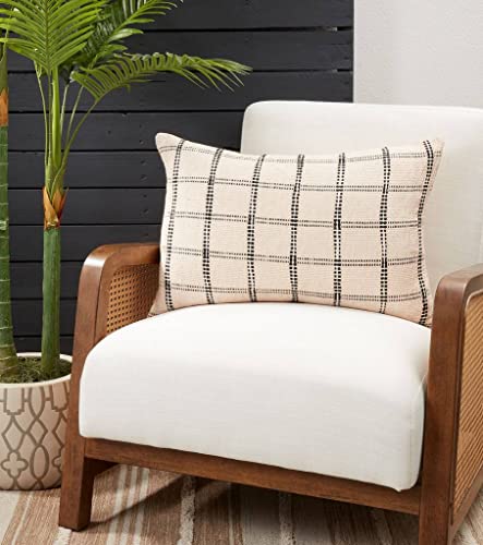 Fennco Styles Stitched Checkered Cotton Throw Pillow