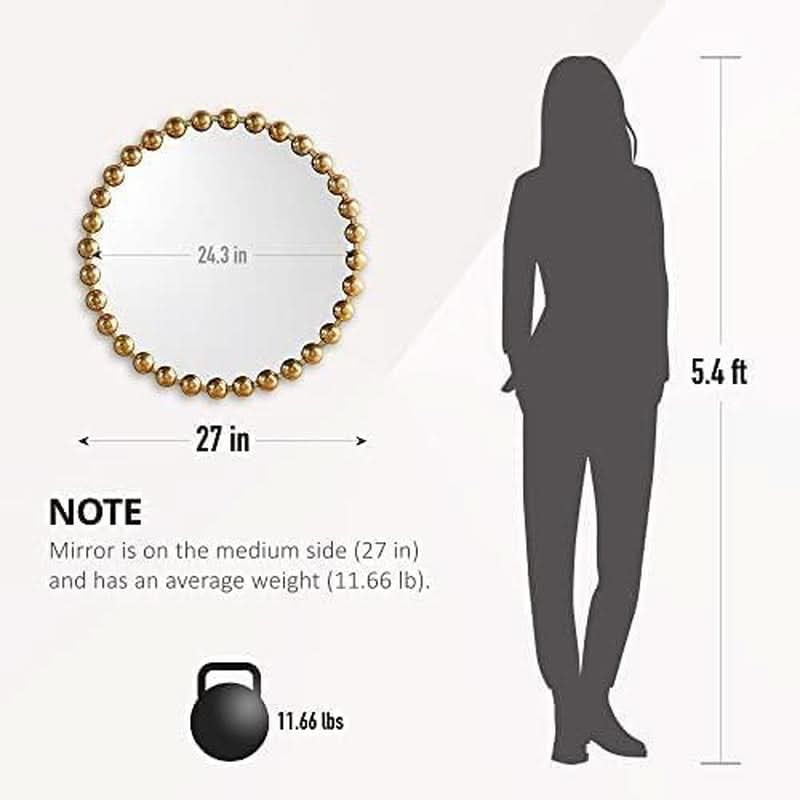Entryway Round Wall Mirror With Gold Metal Frame