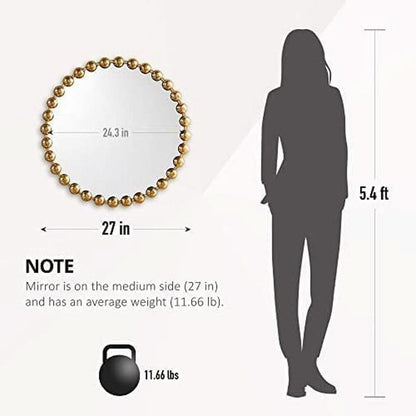 Entryway Round Wall Mirror With Gold Metal Frame