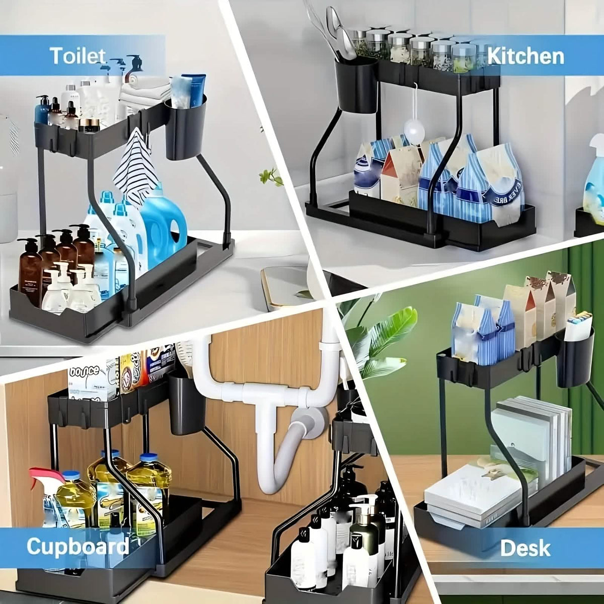 Under Sink Organizer with Sliding Shelves