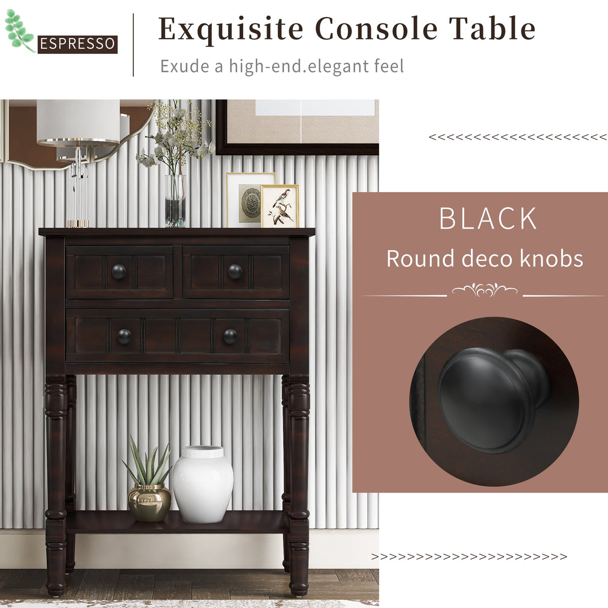 Narrow Console Table with 3 Drawers
