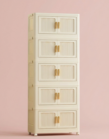 Foldable Rolling Storage Bin Cabinet