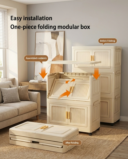 Foldable Rolling Storage Bin Cabinet