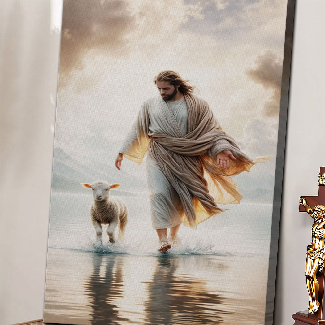 Jesus Protects The Lamb From Wolves Faith Wall Art