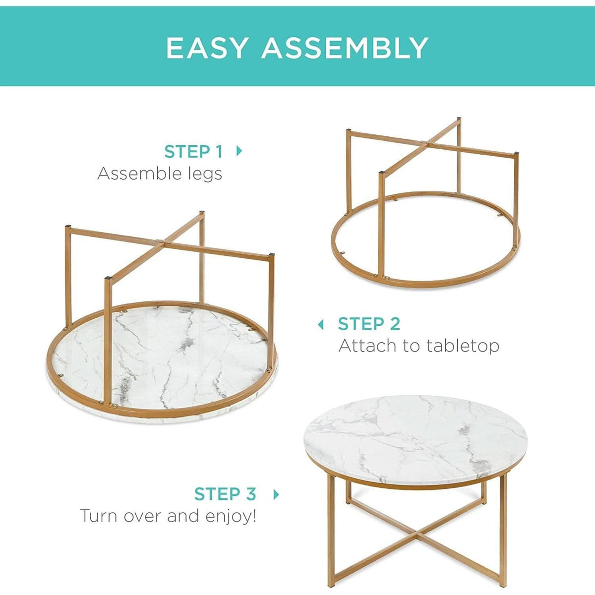 Round Faux Marble Coffee Table