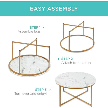 Round Faux Marble Coffee Table