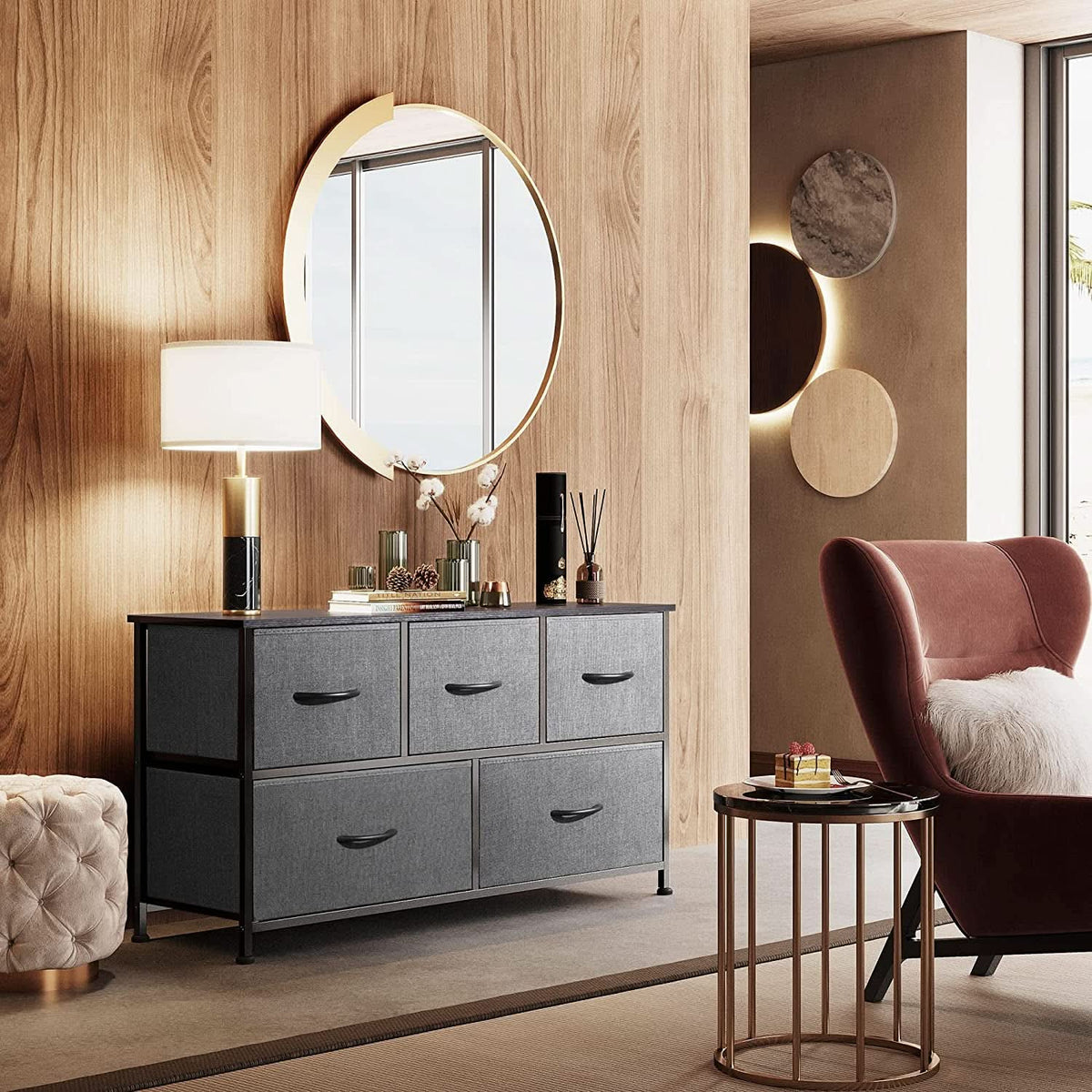 5 Drawer Fabric Dresser Organizer