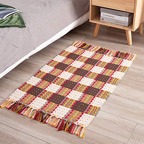 Multicolor Woven Plaid Boho Area Rug
