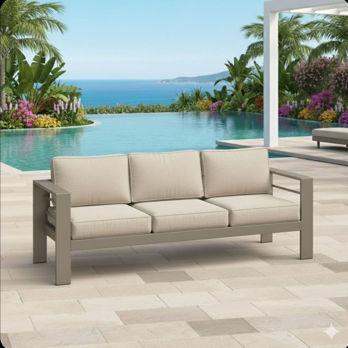 3-Seat All-Weather Patio Sofa with Cushions