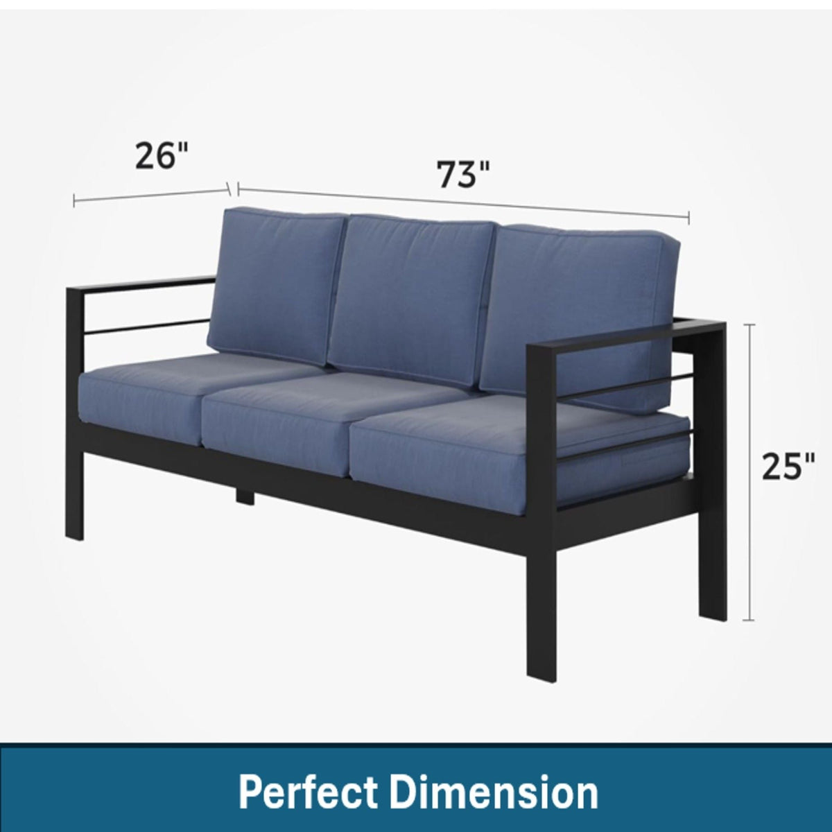 3-Seat All-Weather Patio Sofa with Cushions