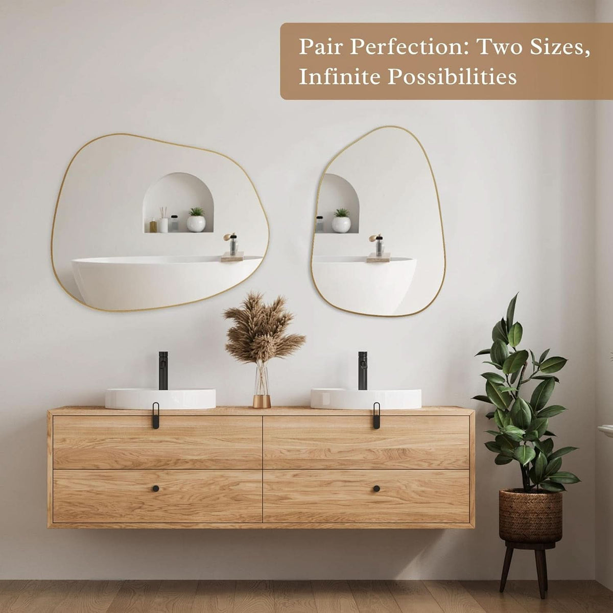 Contemporary Wall Mirror With Gold Fram