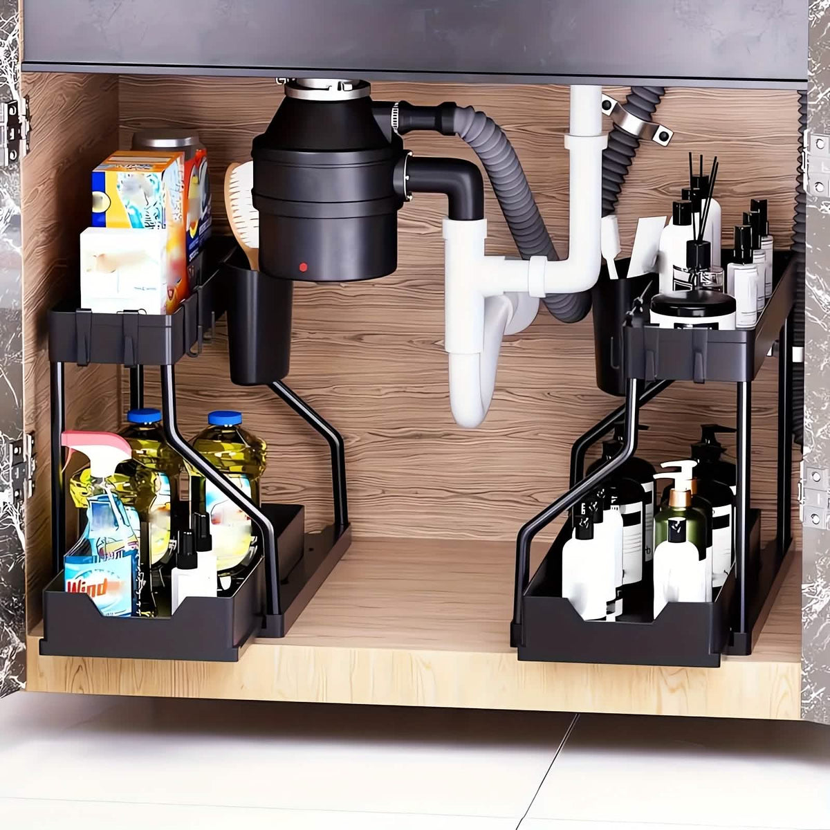Under Sink Organizer with Sliding Shelves
