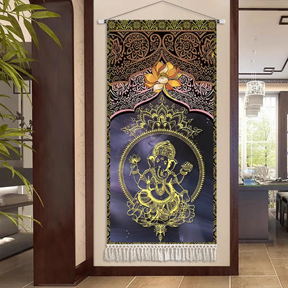 Thai Zen Elephant Fabric Wall Hanging Tapestry