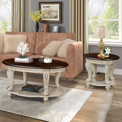 42-Inch Oval Wooden Coffee Table