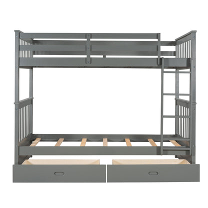 Bunk Bed With Ladders & 2 Storage Drawers