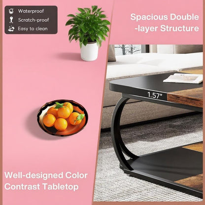 Black Brown Wood Coffee Table